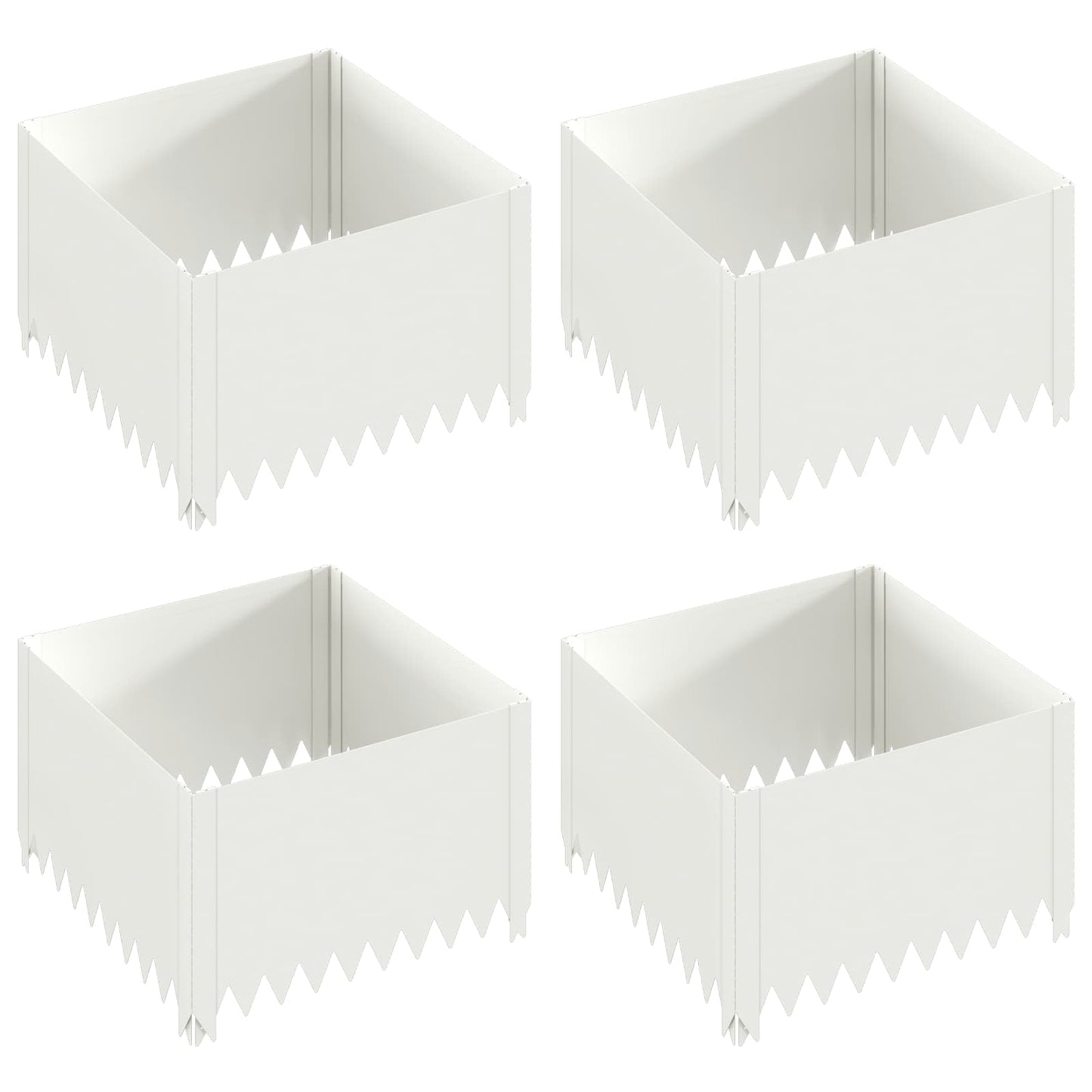 Gazonrand 4 st 60 x 60 x 35 cm Staal Wit