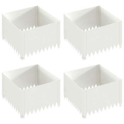 Gazonrand 4 st 60 x 60 x 35 cm Staal Wit