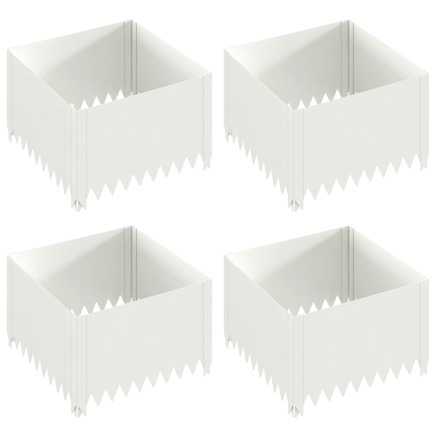 Gazonrand 4 st 60 x 60 x 35 cm Staal Wit