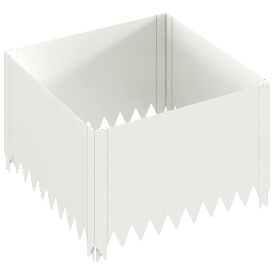 Gazonrand 4 st 60 x 60 x 35 cm Staal Wit