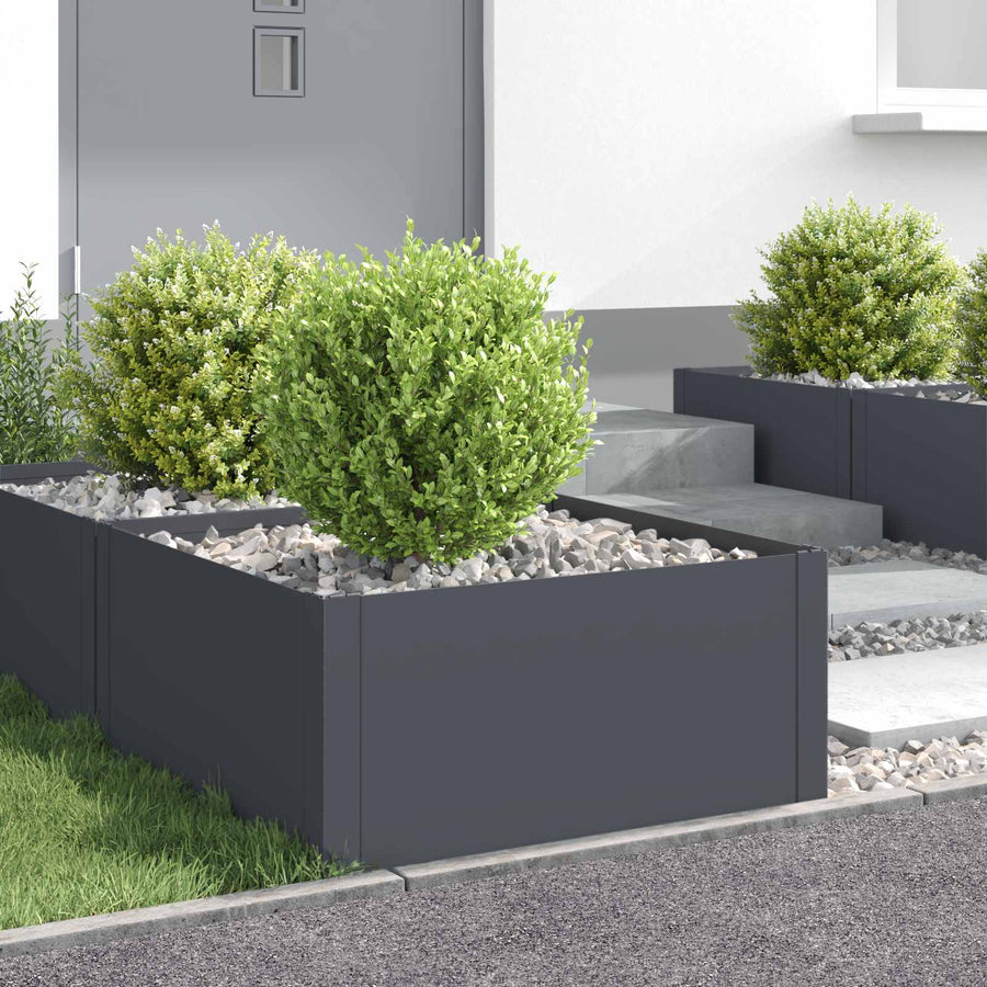 Gazonrand 4 pcs 60 x 60 x 35 cm Staal Antracietkleurig