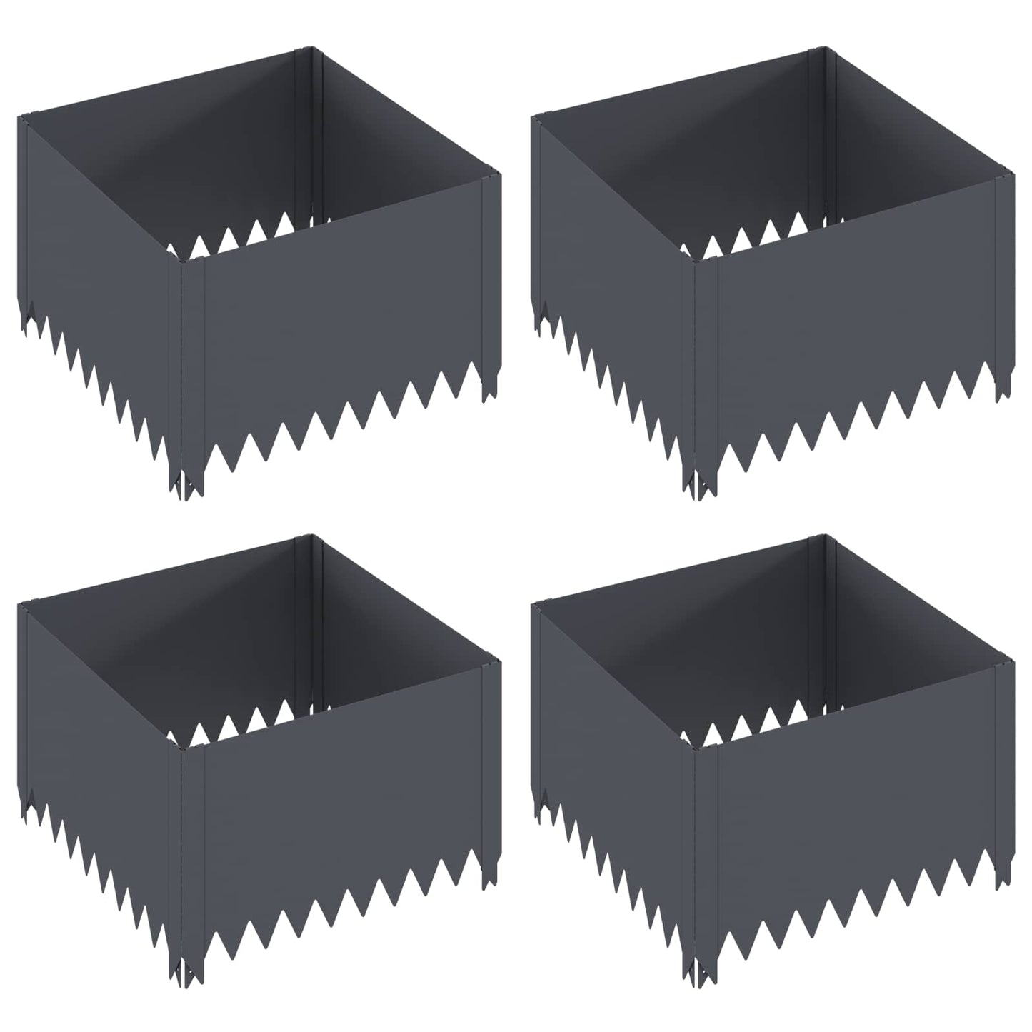 Gazonrand 4 pcs 60 x 60 x 35 cm Staal Antracietkleurig