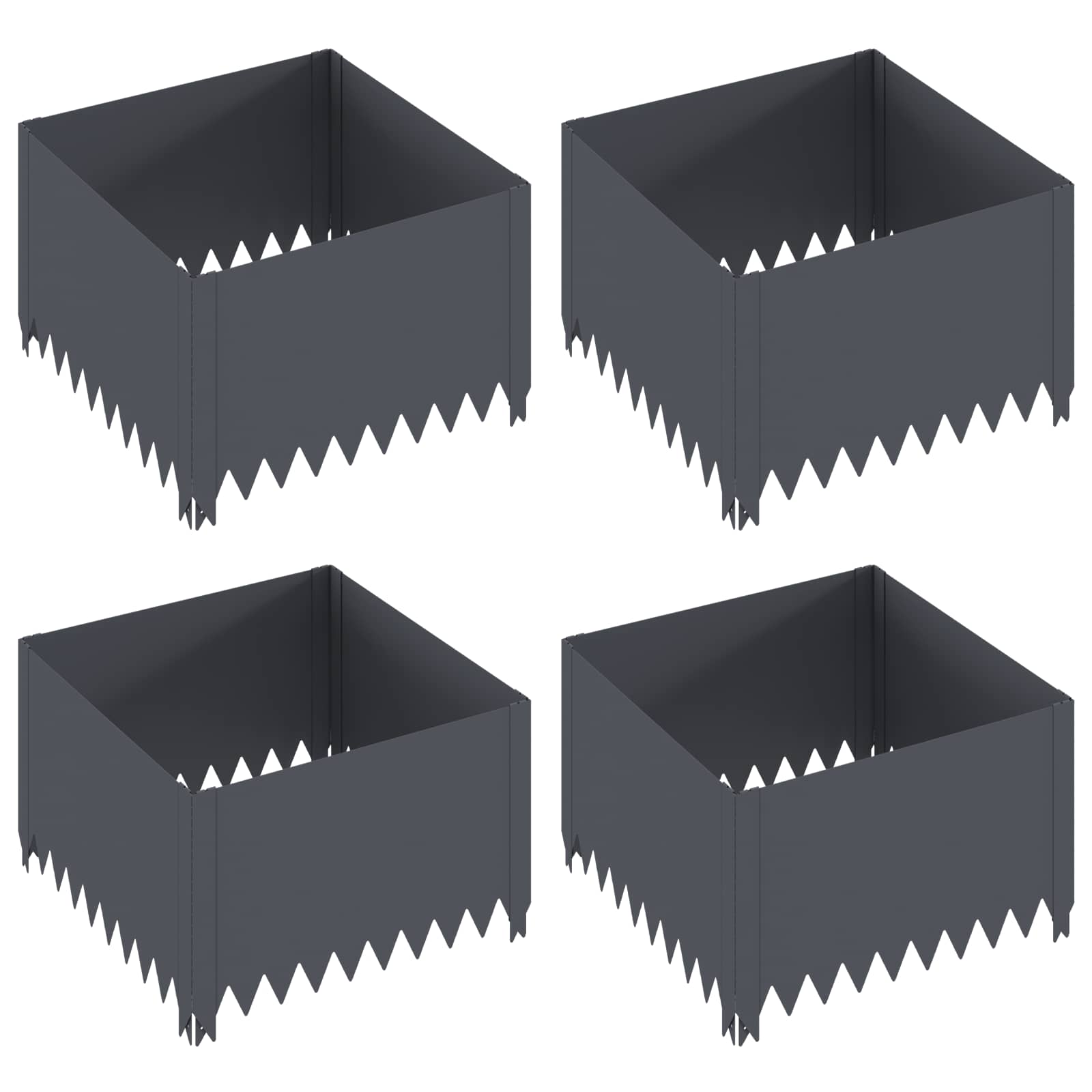 Gazonrand 4 pcs 60 x 60 x 35 cm Staal Antracietkleurig