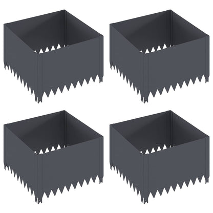 Gazonrand 4 pcs 60 x 60 x 35 cm Staal Antracietkleurig