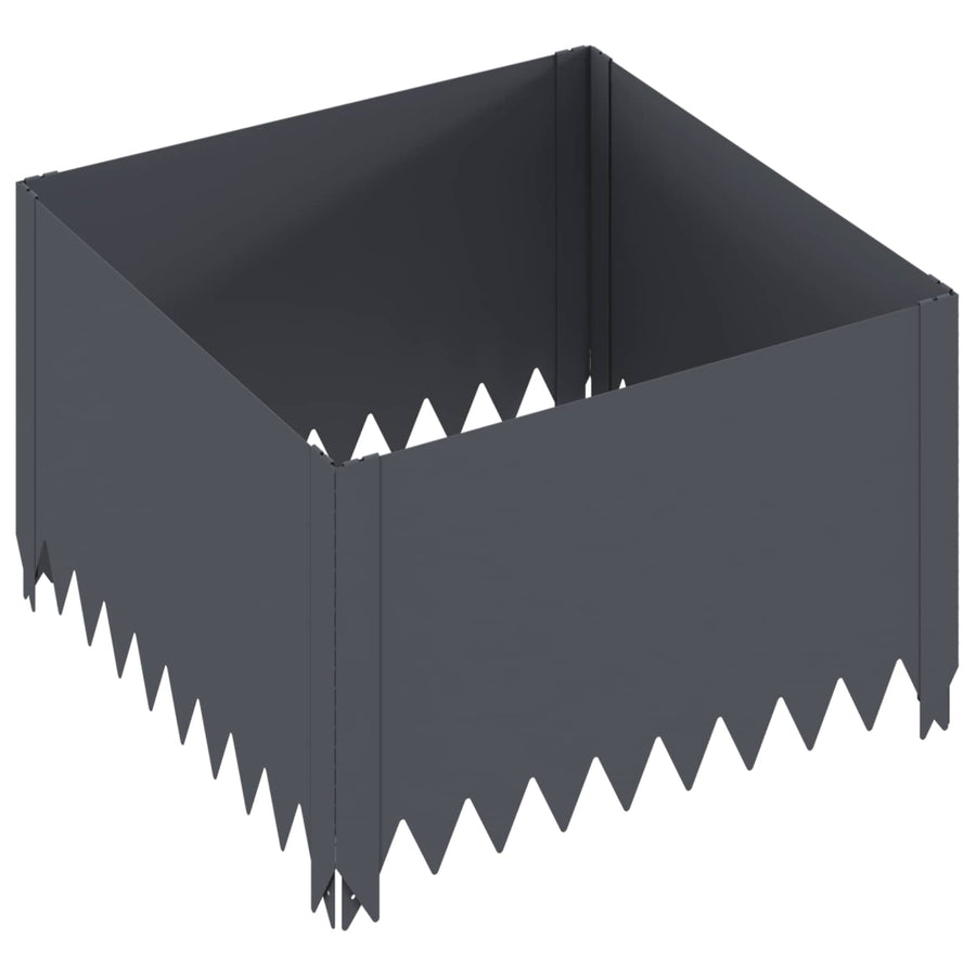 Gazonrand 4 pcs 60 x 60 x 35 cm Staal Antracietkleurig