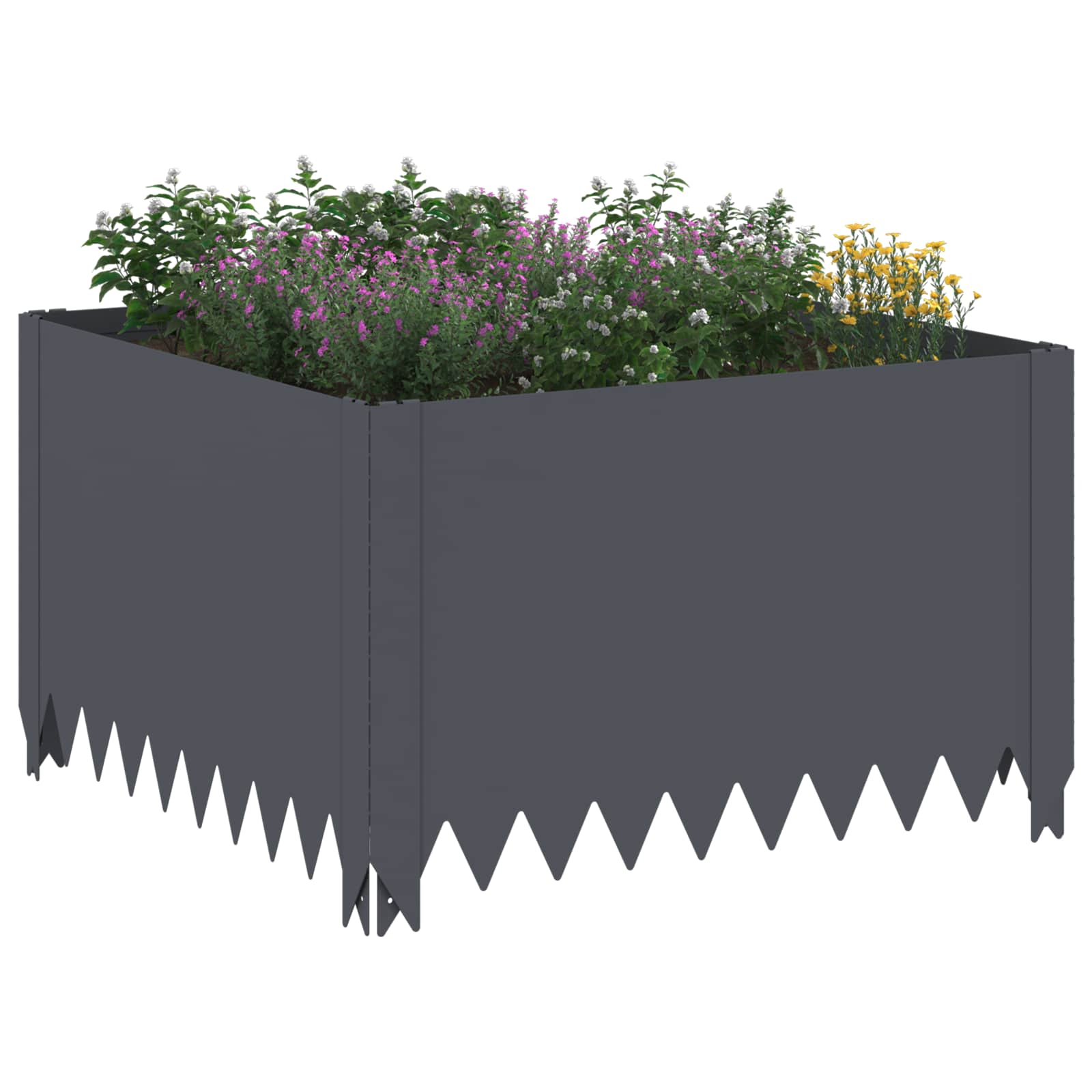 Gazonrand 4 pcs 60 x 60 x 35 cm Staal Antracietkleurig