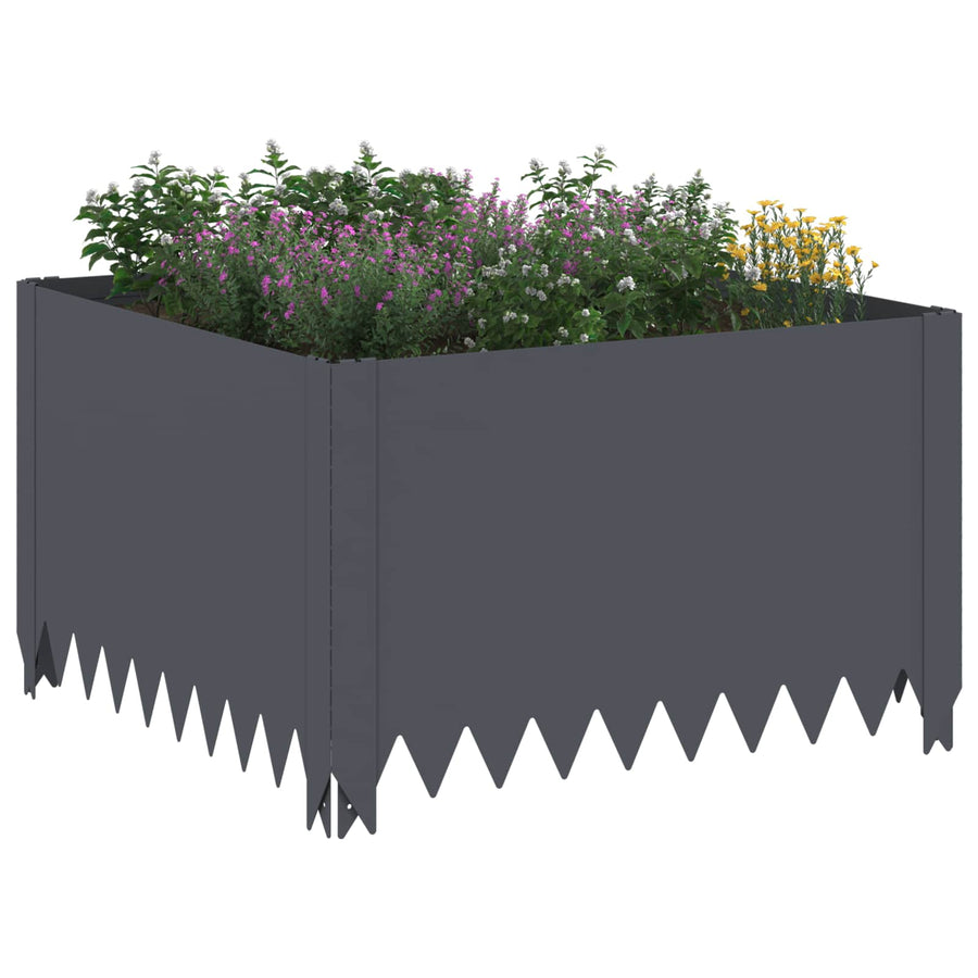 Gazonrand 4 pcs 60 x 60 x 35 cm Staal Antracietkleurig