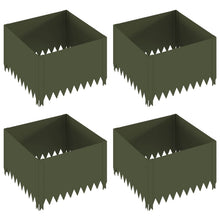 Gazonrand 4 st 60 x 60 x 35 cm Staal Olijfgroen