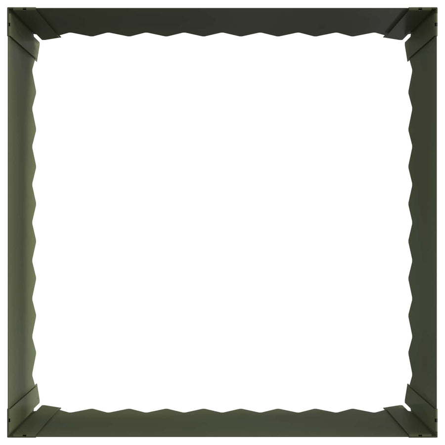 Gazonrand 4 st 60 x 60 x 35 cm Staal Olijfgroen