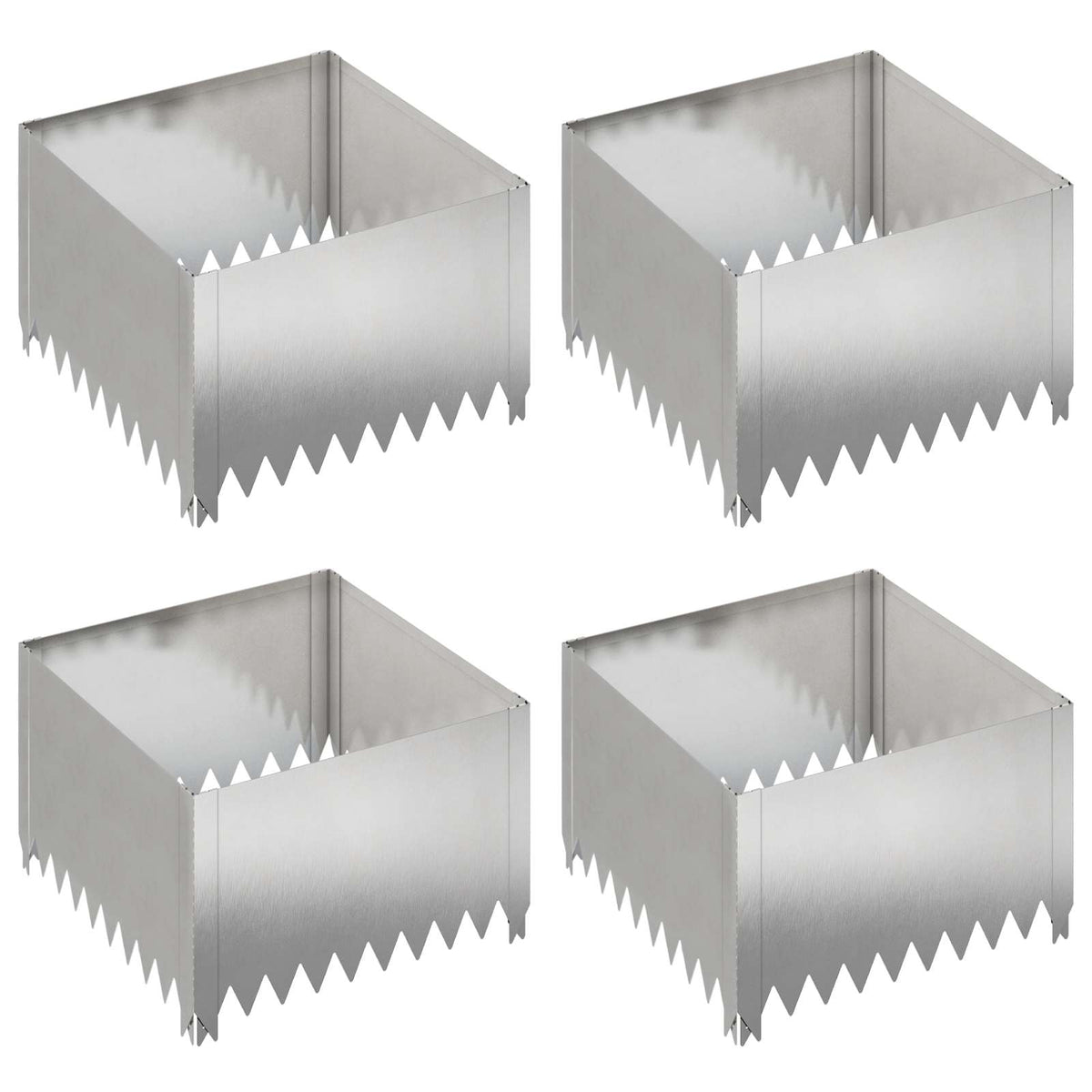 Gazonrand 4 st 60 x 60 x 35 cm Staal Zilverkleurig