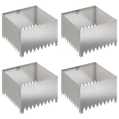 Gazonrand 4 st 60 x 60 x 35 cm Staal Zilverkleurig