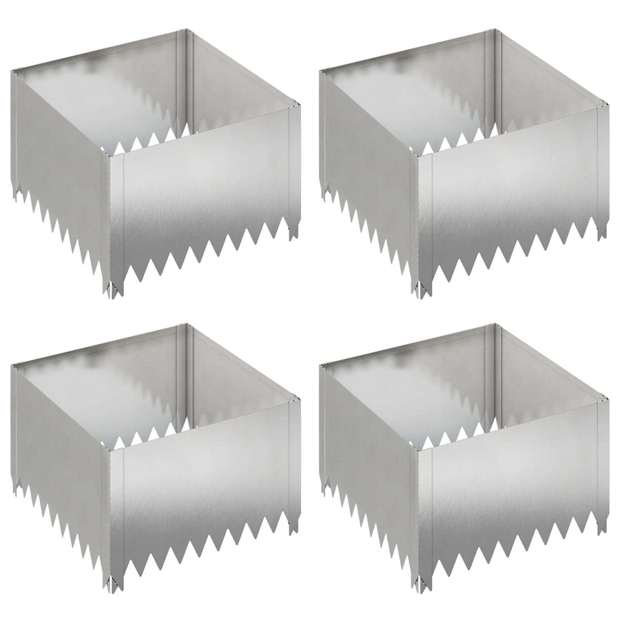 Gazonrand 4 st 60 x 60 x 35 cm Staal Zilverkleurig