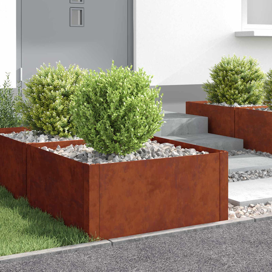 Gazonrand 4 pcs 60 x 60 x 35 cm Staal Roestig