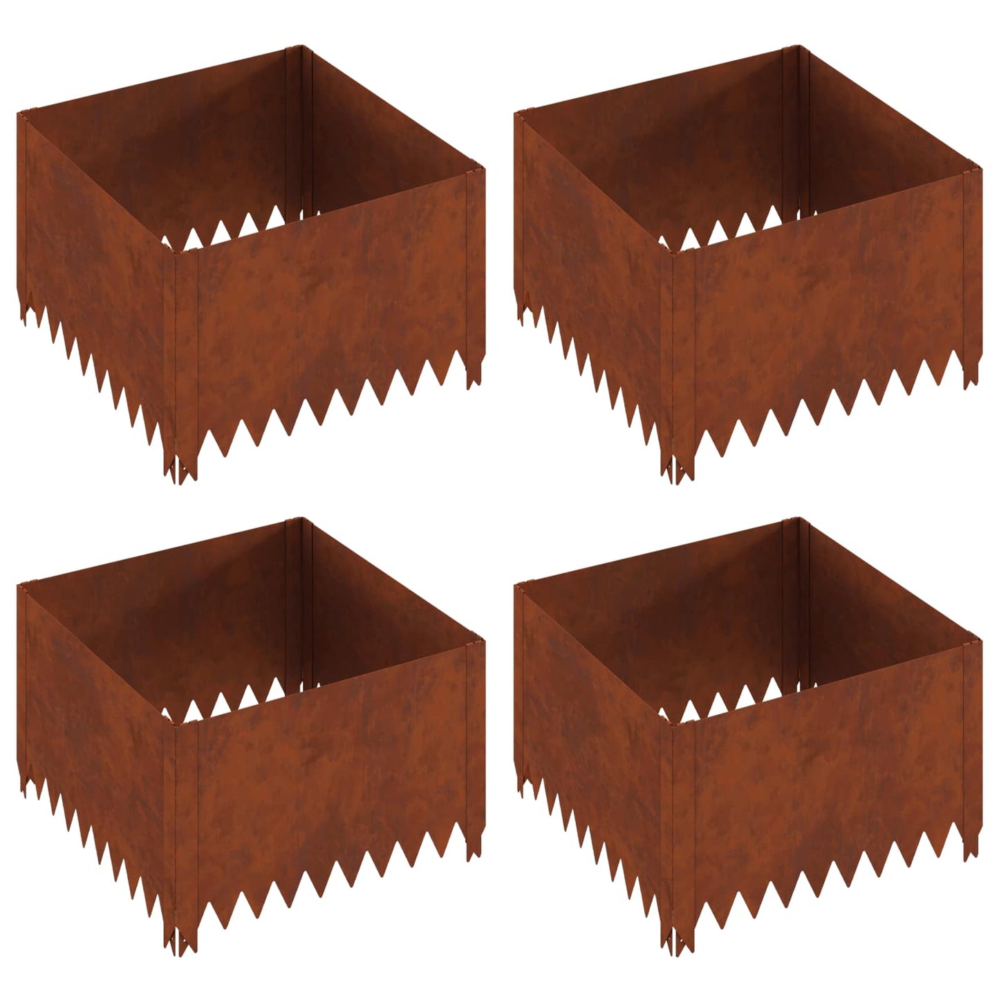 Gazonrand 4 pcs 60 x 60 x 35 cm Staal Roestig
