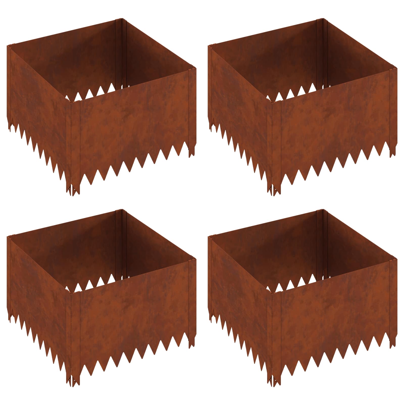 Gazonrand 4 pcs 60 x 60 x 35 cm Staal Roestig