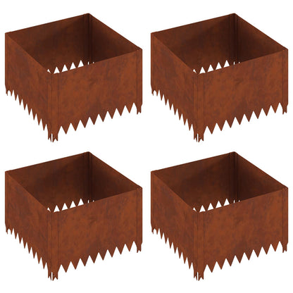 Gazonrand 4 pcs 60 x 60 x 35 cm Staal Roestig