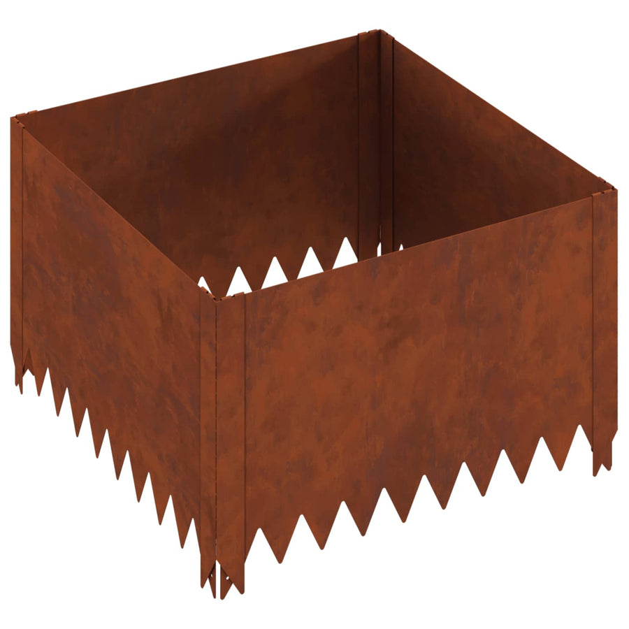 Gazonrand 4 pcs 60 x 60 x 35 cm Staal Roestig