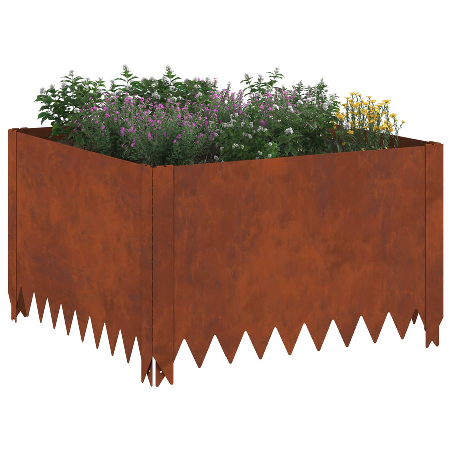 Gazonrand 4 pcs 60 x 60 x 35 cm Staal Roestig