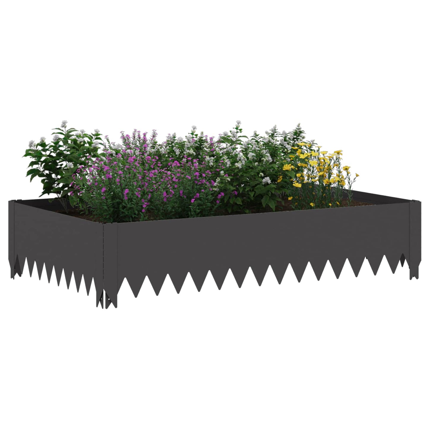 Gazonrand 4 st 100 x 60 x 20 cm Staal Zwart