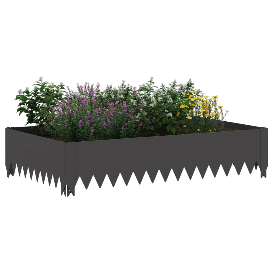 Gazonrand 4 st 100 x 60 x 20 cm Staal Zwart
