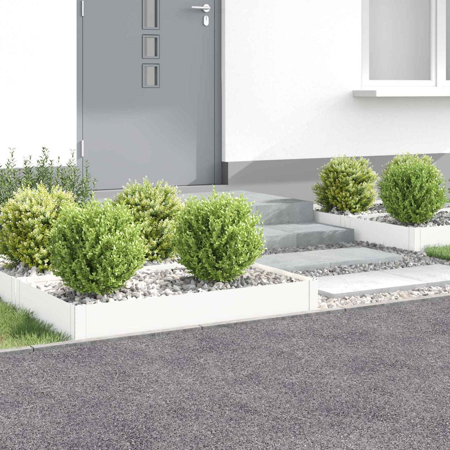 Gazonrand 4 st 100 x 60 x 20 cm Staal Wit