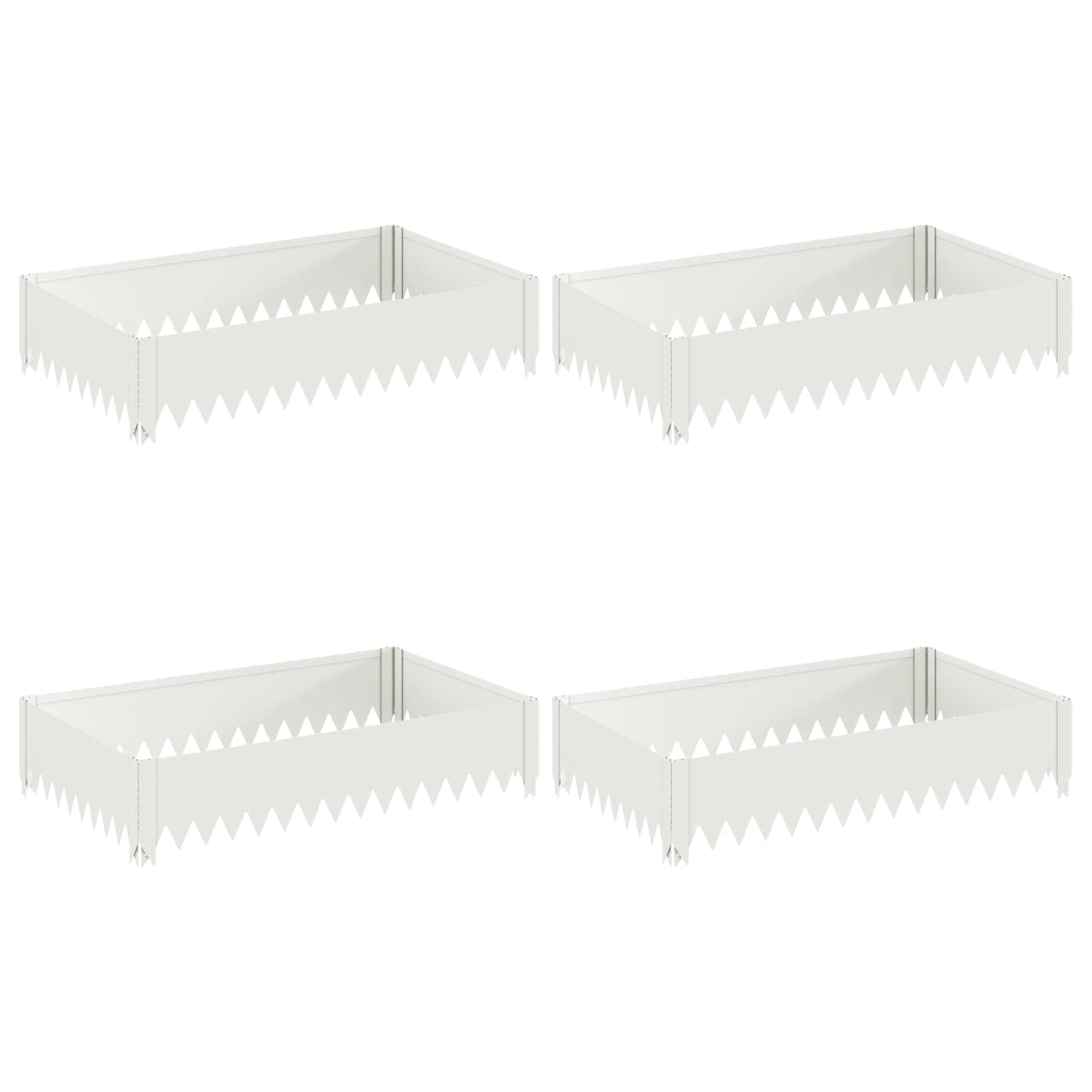 Gazonrand 4 st 100 x 60 x 20 cm Staal Wit