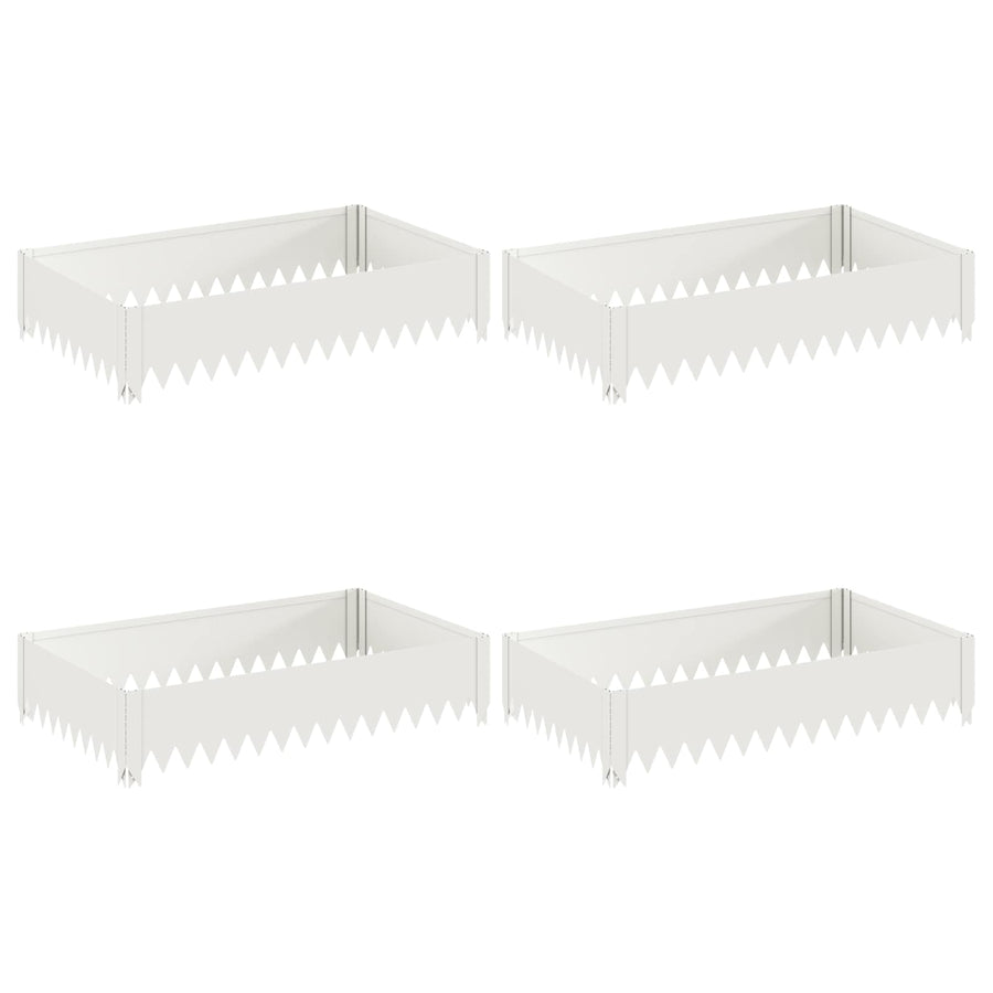 Gazonrand 4 st 100 x 60 x 20 cm Staal Wit
