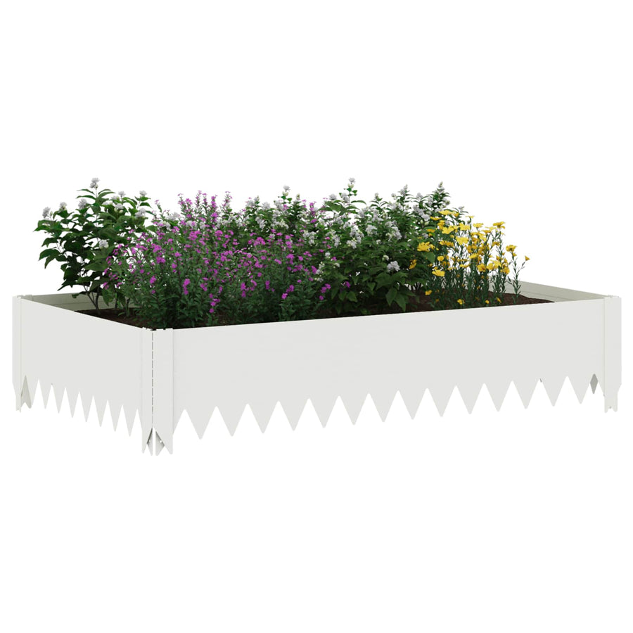 Gazonrand 4 st 100 x 60 x 20 cm Staal Wit