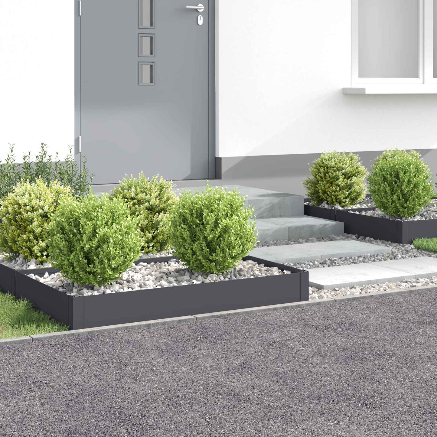 Gazonrand 4 st 100 x 60 x 20 cm Staal Antracietkleurig