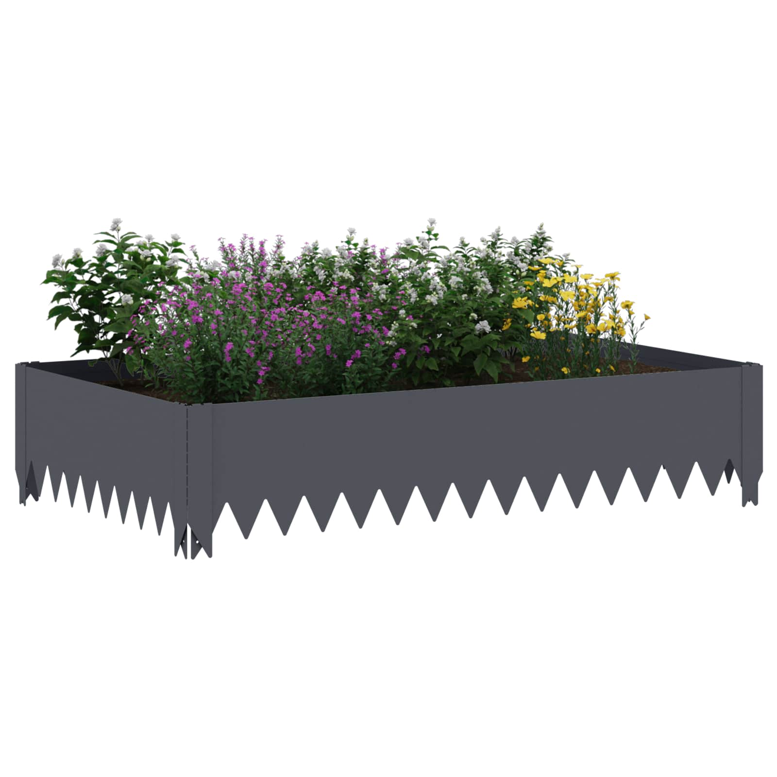 Gazonrand 4 st 100 x 60 x 20 cm Staal Antracietkleurig