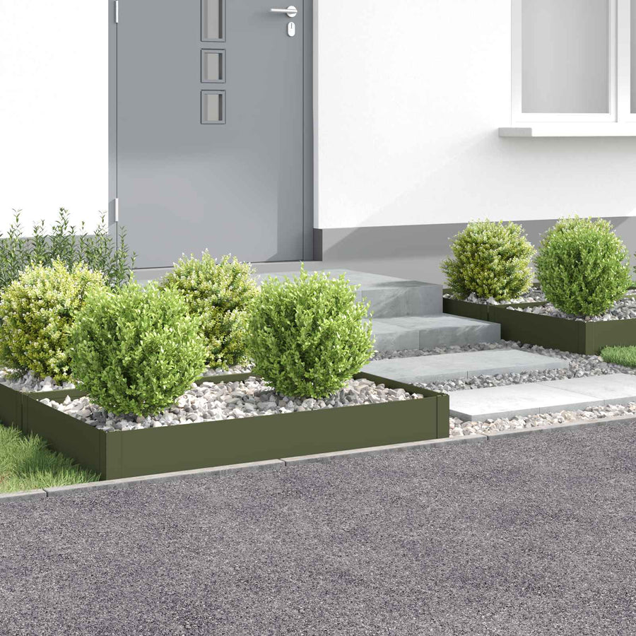 Gazonrand 4 st 100 x 60 x 20 cm Staal Olijfgroen