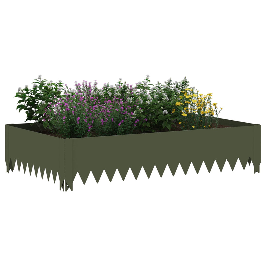 Gazonrand 4 st 100 x 60 x 20 cm Staal Olijfgroen