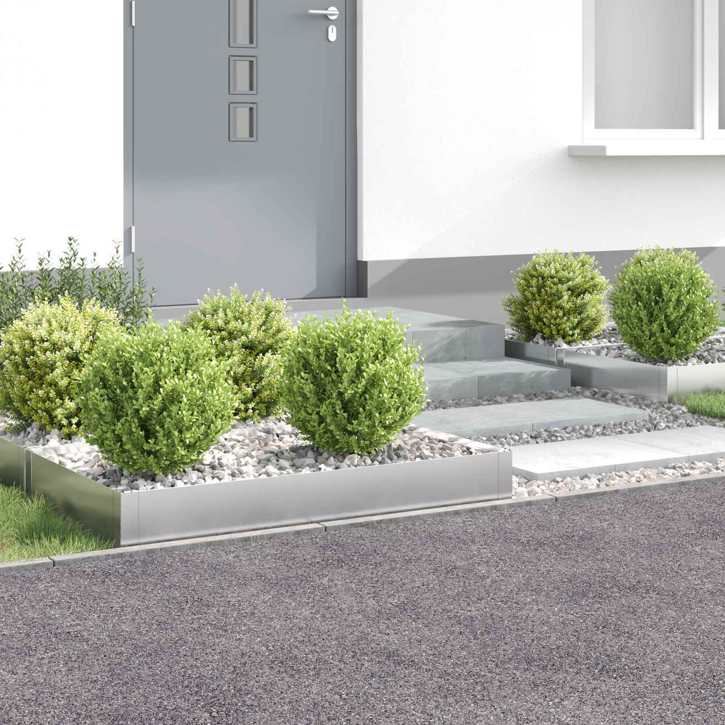 Gazonrand 4 st 100 x 60 x 20 cm Staal Zilverkleurig