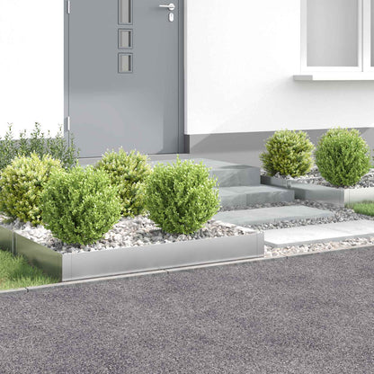 Gazonrand 4 st 100 x 60 x 20 cm Staal Zilverkleurig