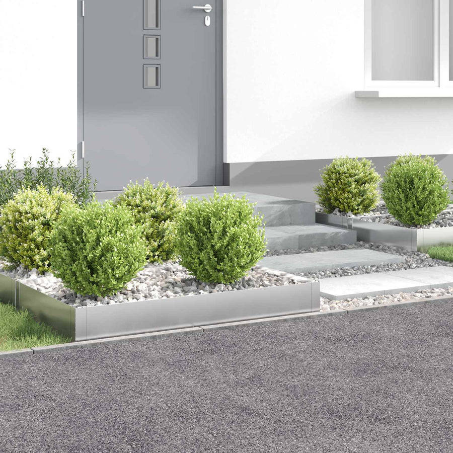 Gazonrand 4 st 100 x 60 x 20 cm Staal Zilverkleurig