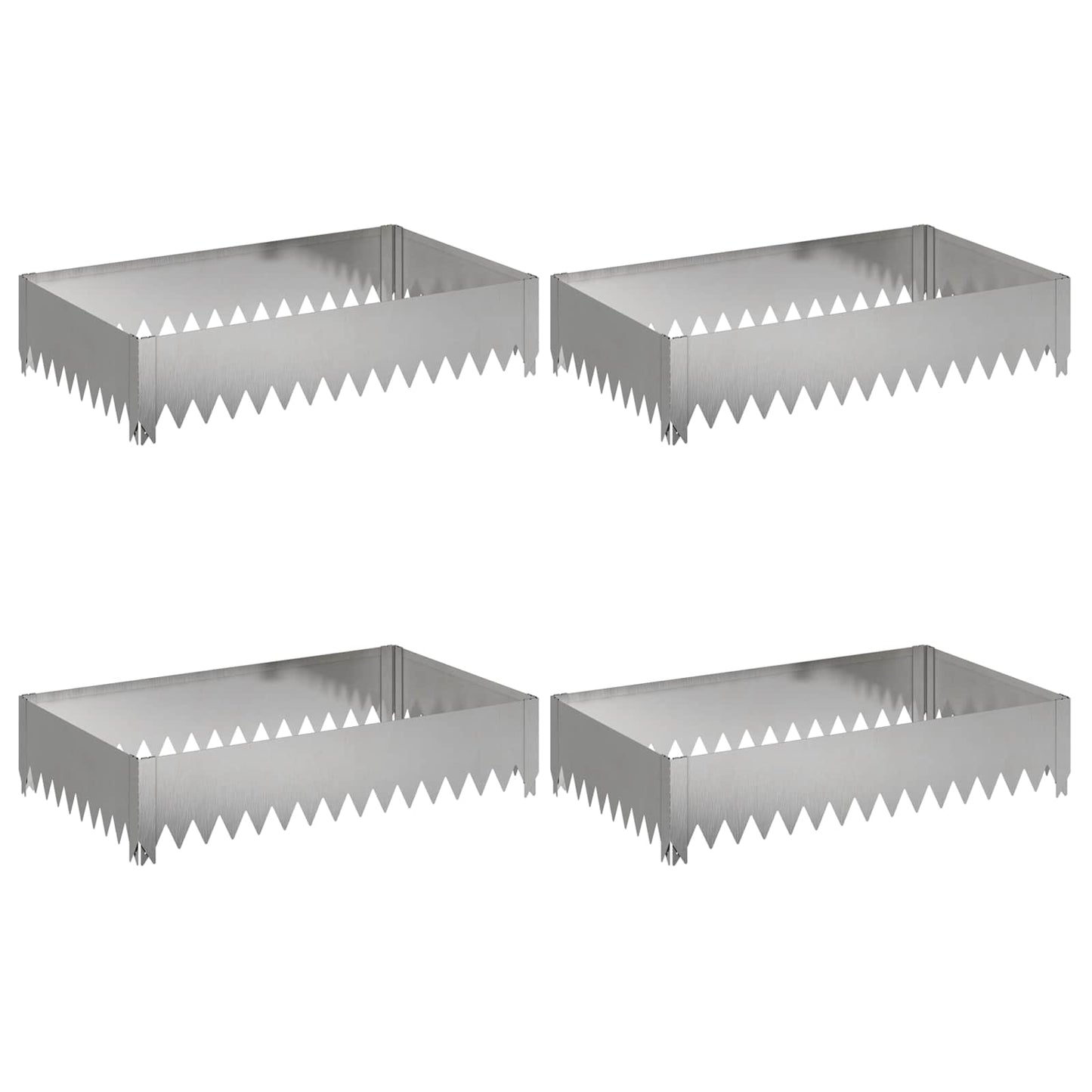 Gazonrand 4 st 100 x 60 x 20 cm Staal Zilverkleurig