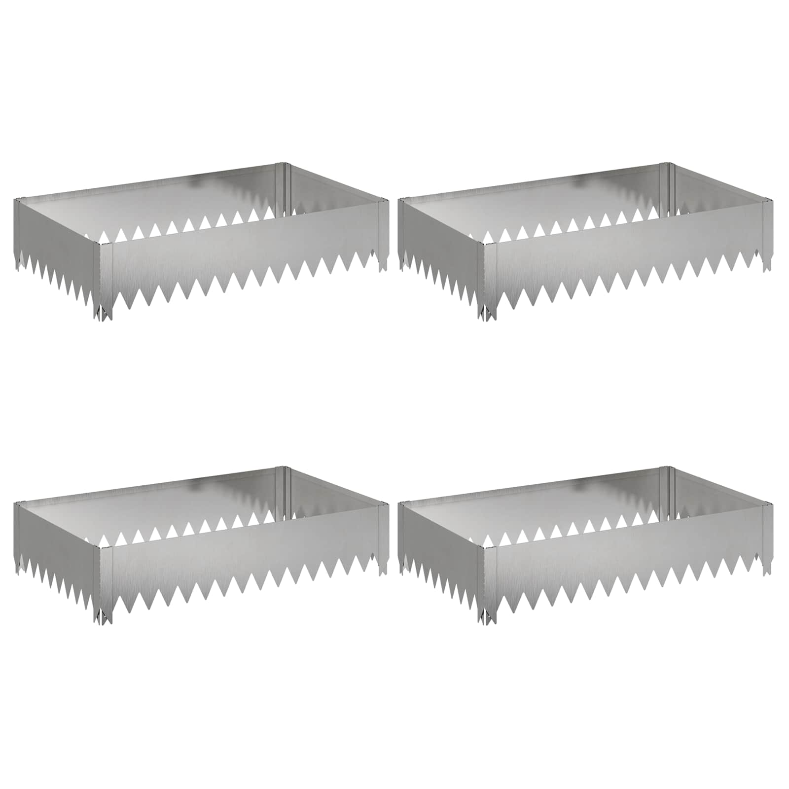 Gazonrand 4 st 100 x 60 x 20 cm Staal Zilverkleurig