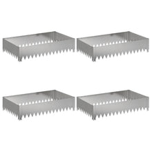 Gazonrand 4 st 100 x 60 x 20 cm Staal Zilverkleurig