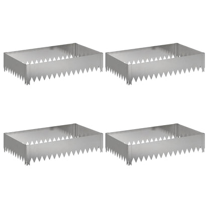 Gazonrand 4 st 100 x 60 x 20 cm Staal Zilverkleurig