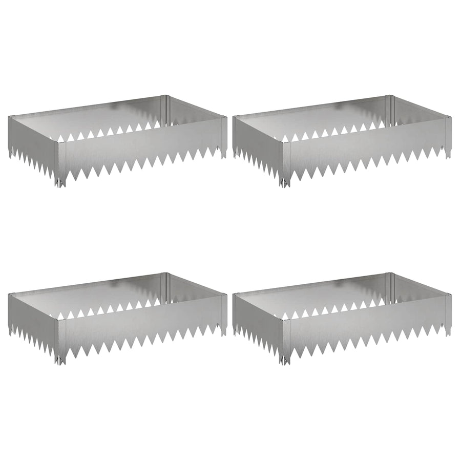 Gazonrand 4 st 100 x 60 x 20 cm Staal Zilverkleurig