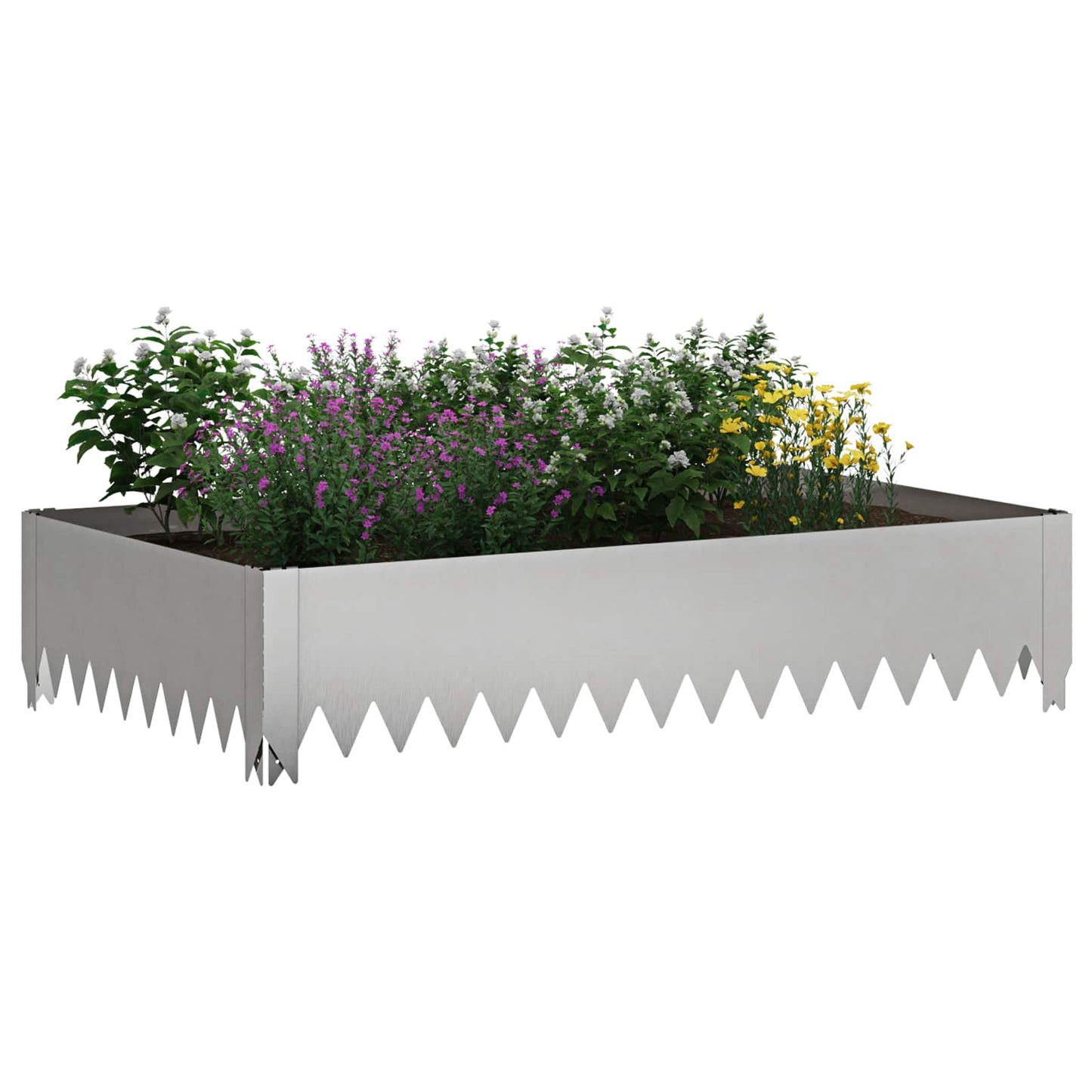 Gazonrand 4 st 100 x 60 x 20 cm Staal Zilverkleurig