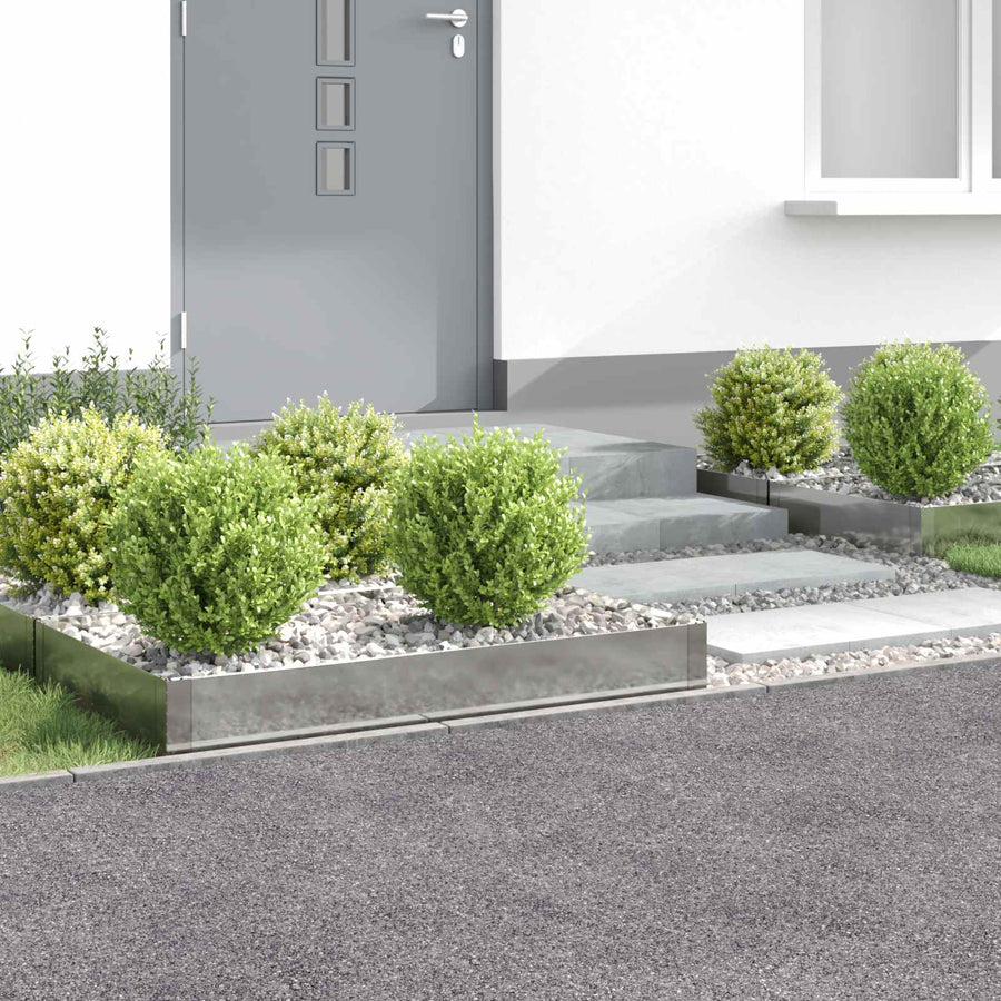 Gazonrand 4 pcs 100 x 60 x 20 cm Staal Zilverkleurig