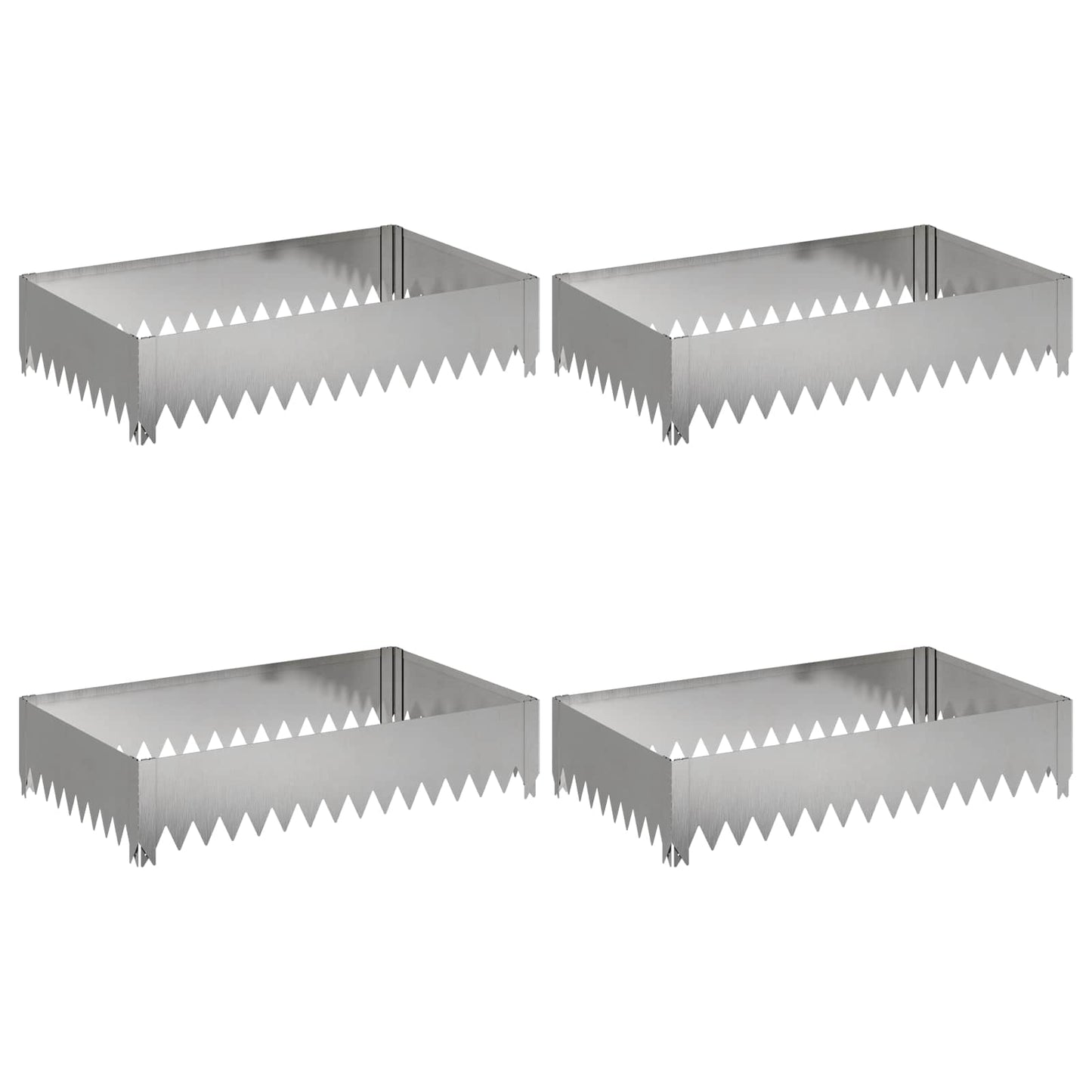 Gazonrand 4 pcs 100 x 60 x 20 cm Staal Zilverkleurig