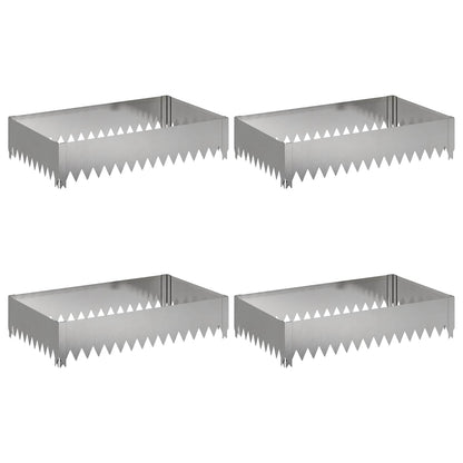 Gazonrand 4 pcs 100 x 60 x 20 cm Staal Zilverkleurig
