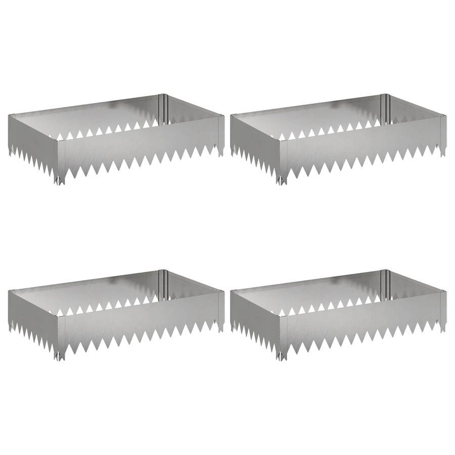 Gazonrand 4 pcs 100 x 60 x 20 cm Staal Zilverkleurig