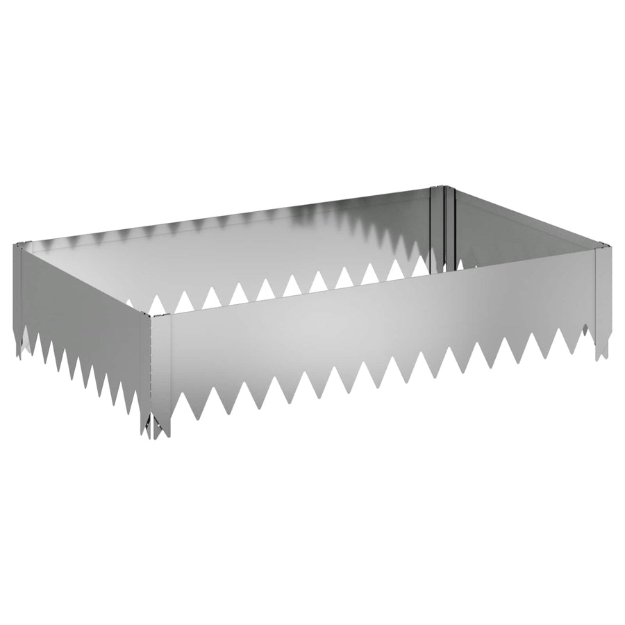 Gazonrand 4 pcs 100 x 60 x 20 cm Staal Zilverkleurig