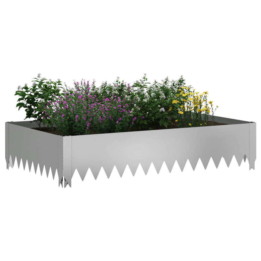 Gazonrand 4 pcs 100 x 60 x 20 cm Staal Zilverkleurig