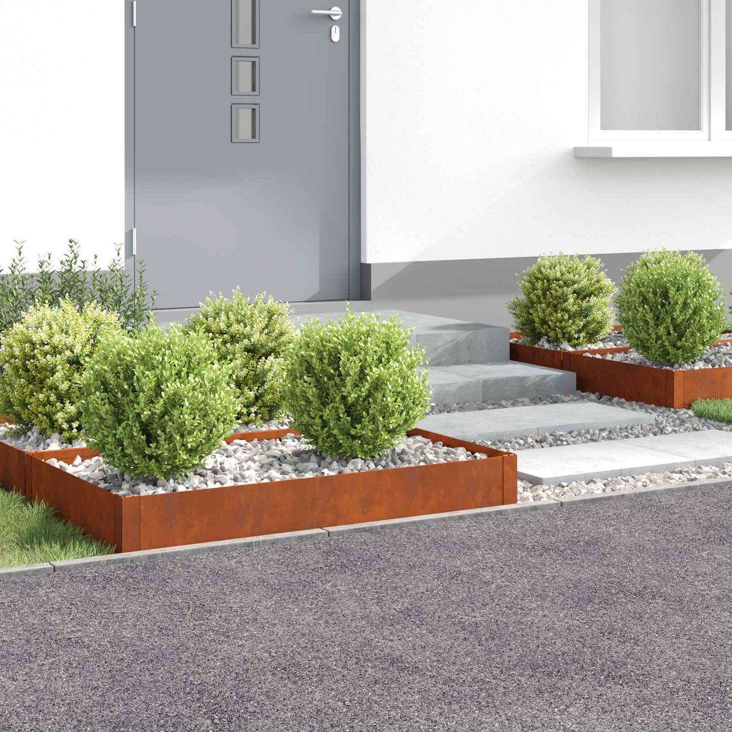 Gazonrand 4 pcs 100 x 60 x 20 cm Staal Roestig
