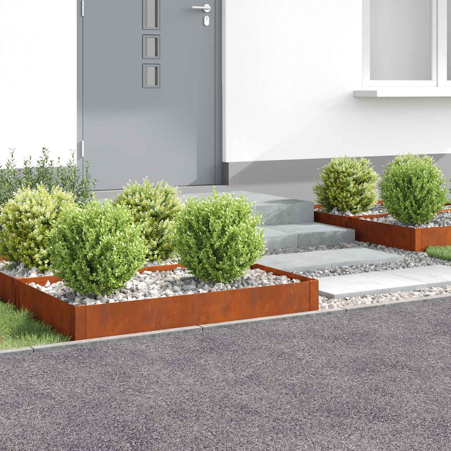 Gazonrand 4 pcs 100 x 60 x 20 cm Staal Roestig