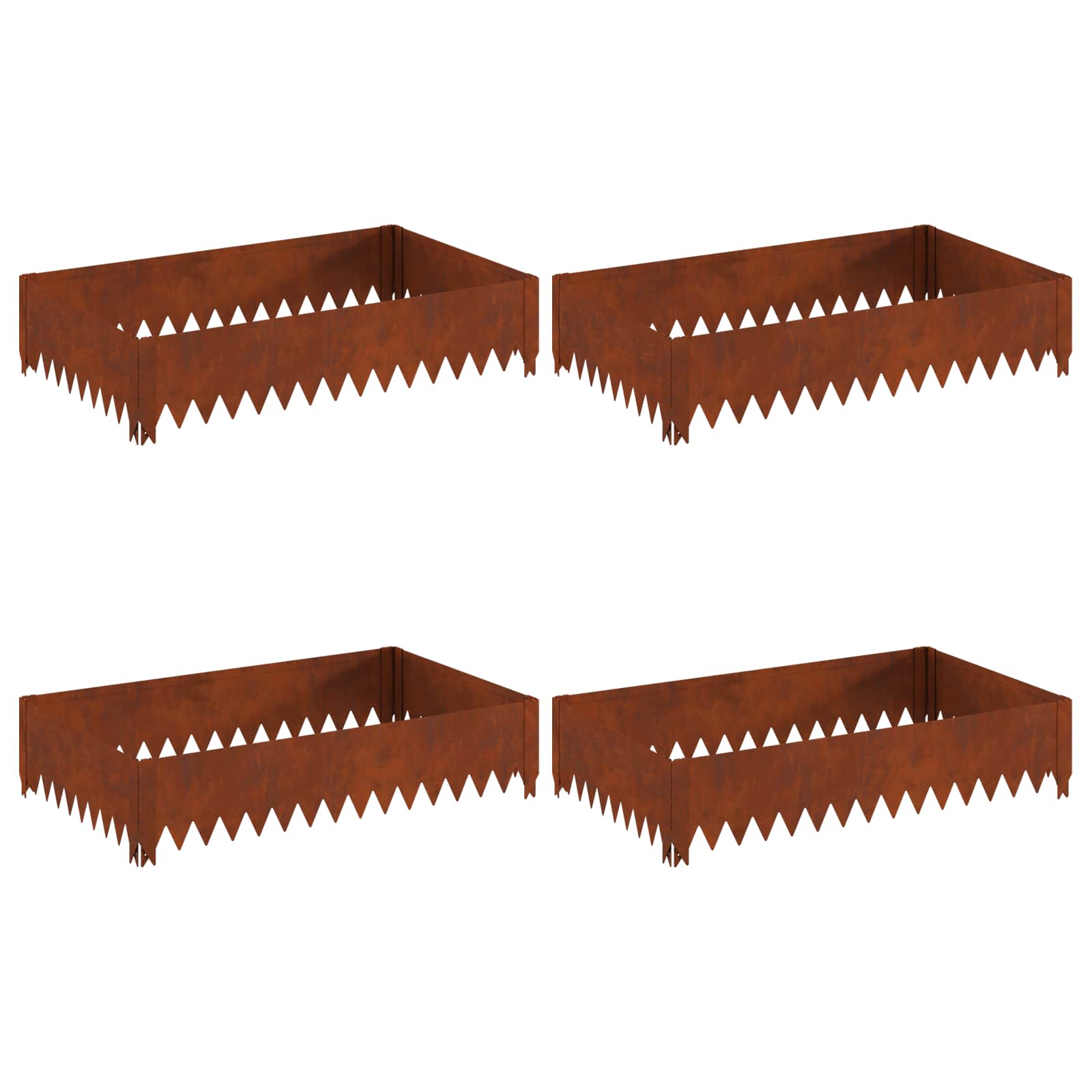 Gazonrand 4 pcs 100 x 60 x 20 cm Staal Roestig